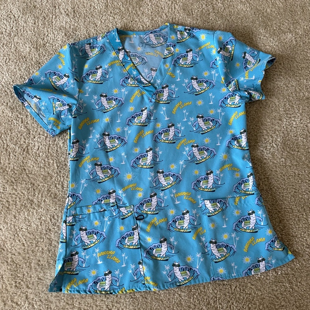 PEDIATRIC SCRUB TOP bahama llama
